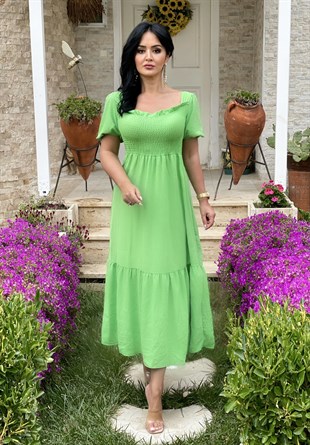 3558 yeşil  airobin gipeli elbise JRHURFT7RFTGFUY
